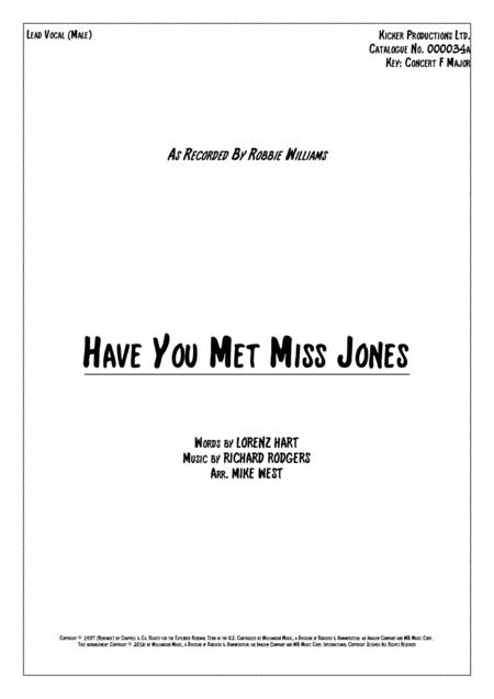 Have You Met Miss Jones Vocals Sheet Music