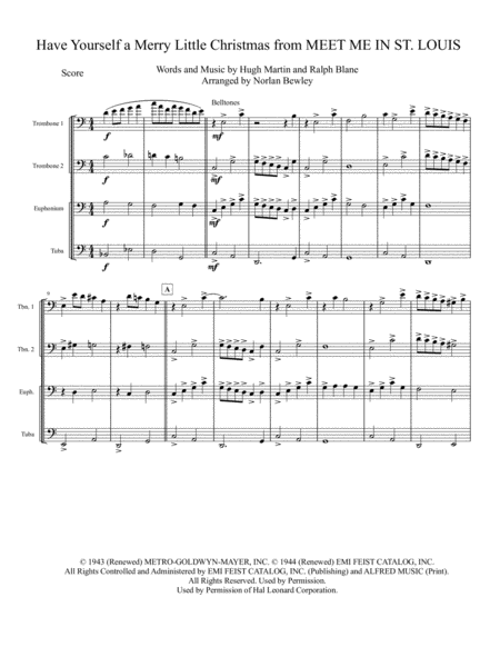 Free Sheet Music Have Yourself A Merry Little Christmas From Meet Me In St Louis Low Brass Quartet