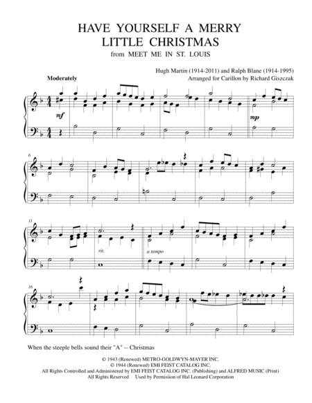 Free Sheet Music Have Yourself A Merry Little Christmas From Meet Me In St Louis