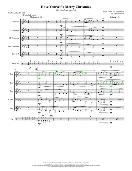 Free Sheet Music Have Yourself A Merry Little Christmas New For Trombone Or Brass Quartet