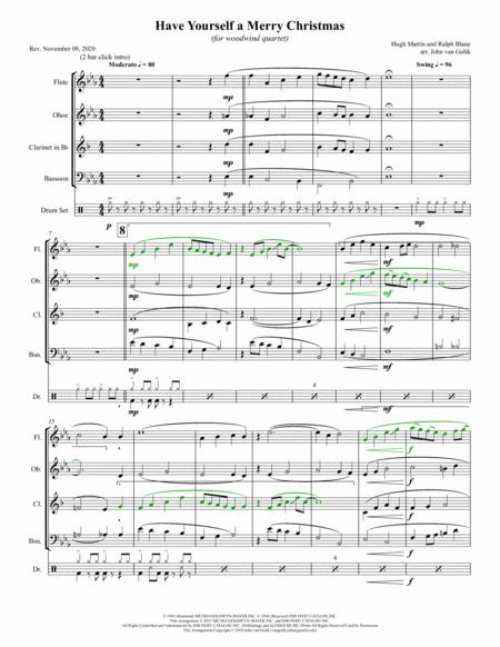 Have Yourself A Merry Little Christmas New For Woodwind Quartet Sheet Music