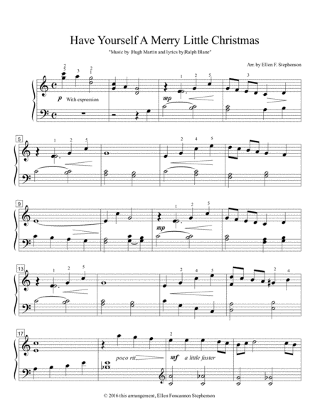 Free Sheet Music Have Yourself A Merry Little Christmas Solo