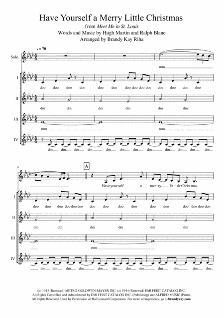 Have Yourself A Merry Little Christmas Ssaa A Cappella Sheet Music