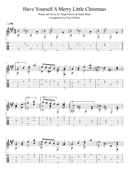 Have Yourself A Merry Little Christmas Standard Notation And Tab Sheet Music