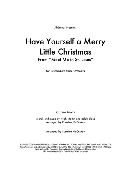 Have Yourself A Merry Little Christmas String Orchestra Sheet Music