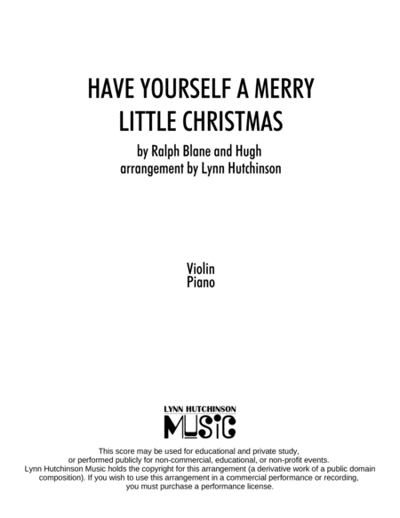 Free Sheet Music Have Yourself A Merry Little Christmas Vc Pno