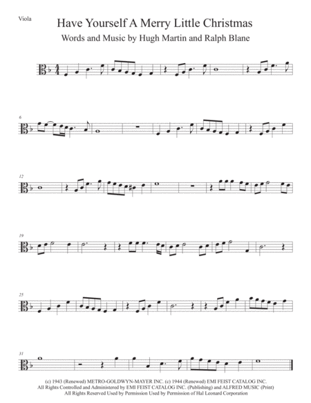 Have Yourself A Merry Little Christmas Viola Sheet Music