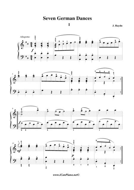 Free Sheet Music Haydn 7 German Dance Icanpiano Style