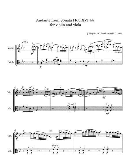 Free Sheet Music Haydn Andante For Violin And Viola