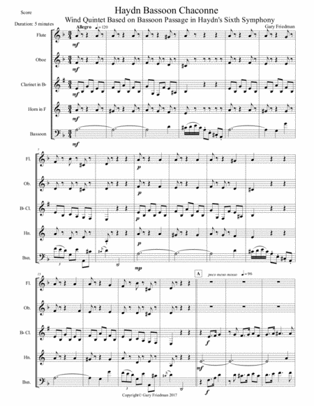Free Sheet Music Haydn Bassoon Chaconne