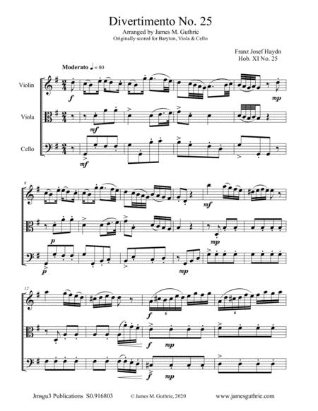 Haydn Divertimento No 25 For String Trio Sheet Music