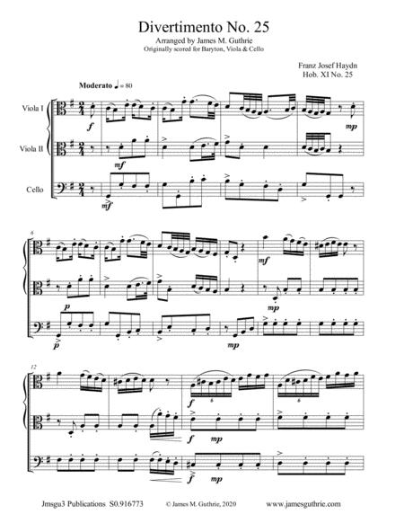 Haydn Divertimento No 25 For Two Violas Cello Sheet Music