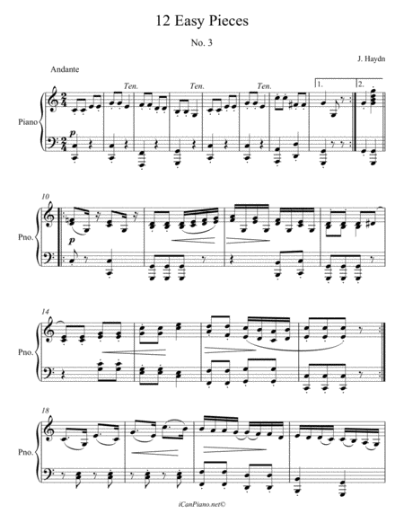 Haydn Little Piece No 3 In C Major Sheet Music