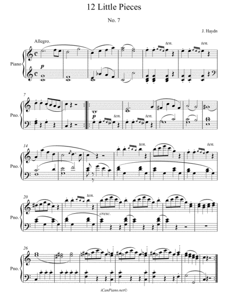 Free Sheet Music Haydn Little Piece No 7 In C Major