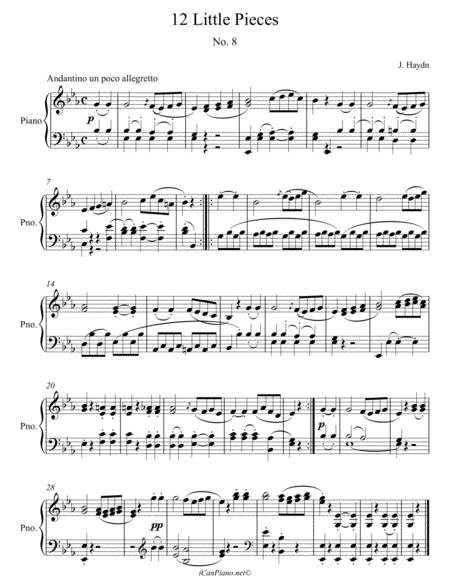 Haydn Little Piece No 8 In C Minor Sheet Music