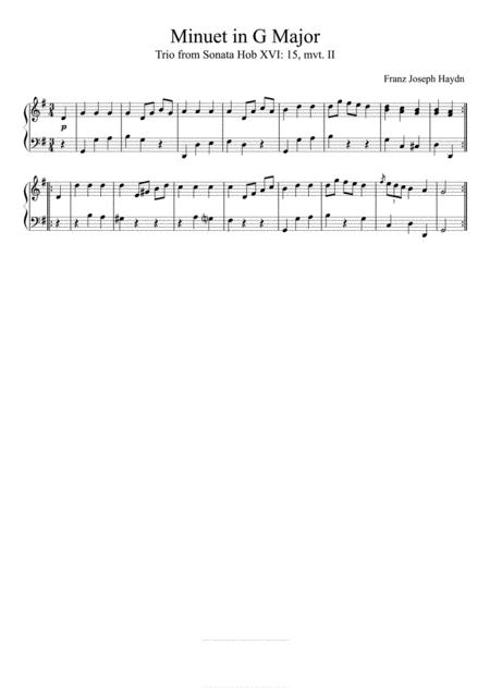 Free Sheet Music Haydn Minuet In G Major Complete Version