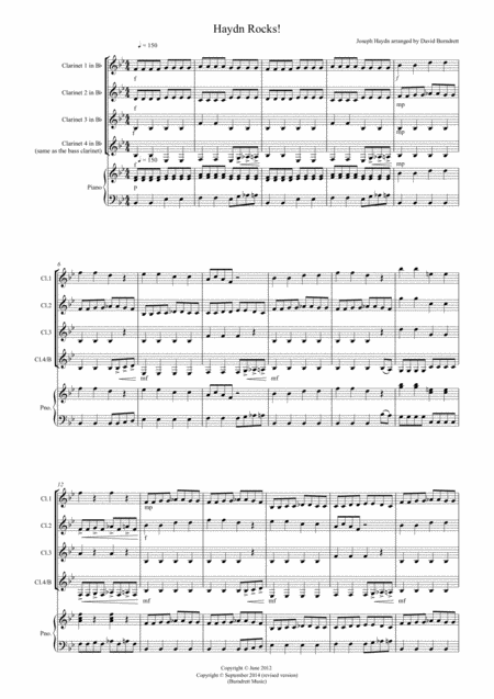 Haydn Rocks For Clarinet Quartet Sheet Music