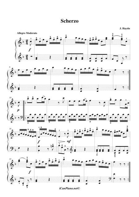 Haydn Scherzo From Sonata In F Major Hob Xvi 9 Sheet Music