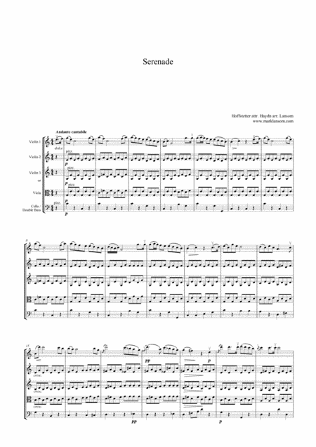 Haydn Serenade For String Orchestra Or String Quartet Sheet Music