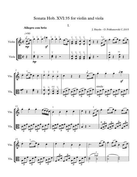 Haydn Sonata In C For Violin And Viola 1st Movement Sheet Music