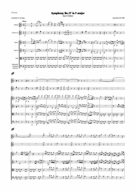 Haydn Symphony No 17 In F Major Hob I 17 Sheet Music