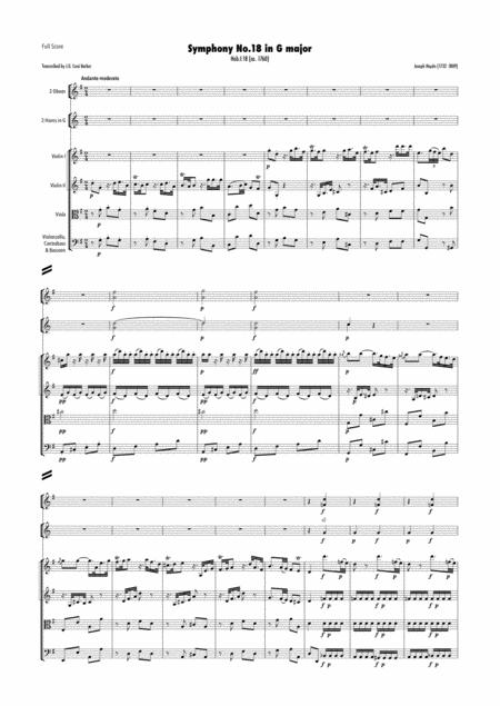 Haydn Symphony No 18 In G Major Hob I 18 Sheet Music