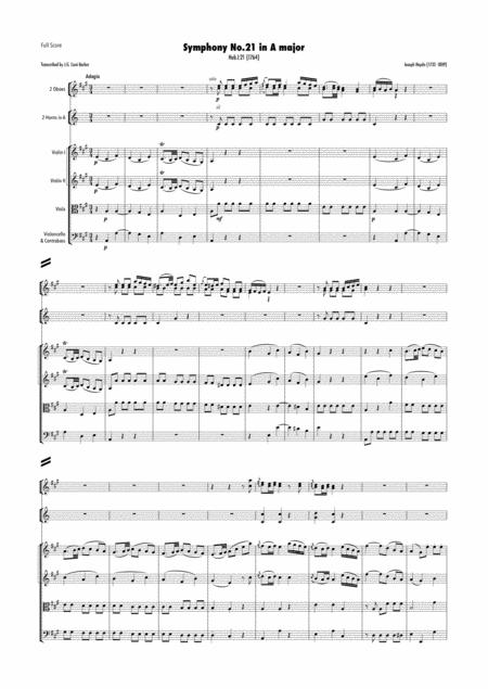 Haydn Symphony No 21 In A Major Hob I 21 Sheet Music