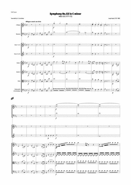 Free Sheet Music Haydn Symphony No 52 In D Minor Hob I 52