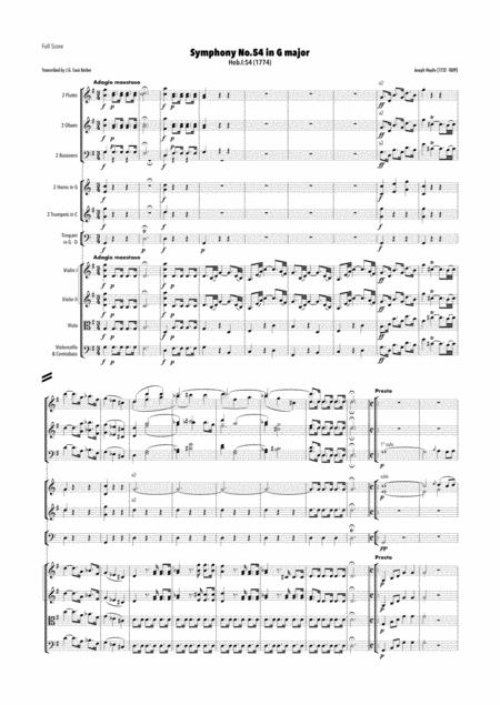 Haydn Symphony No 54 In G Major Hob I 54 Sheet Music