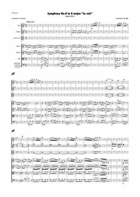 Free Sheet Music Haydn Symphony No 8 In G Major Le Soir Hob I 8