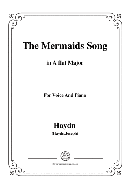 Haydn The Mermaids Song In A Flat Major For Voice And Piano Sheet Music