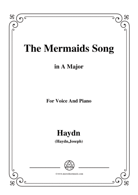 Haydn The Mermaids Song In A Major For Voice And Piano Sheet Music