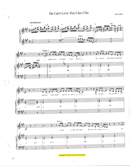 Free Sheet Music He Cant Love You Like I Do