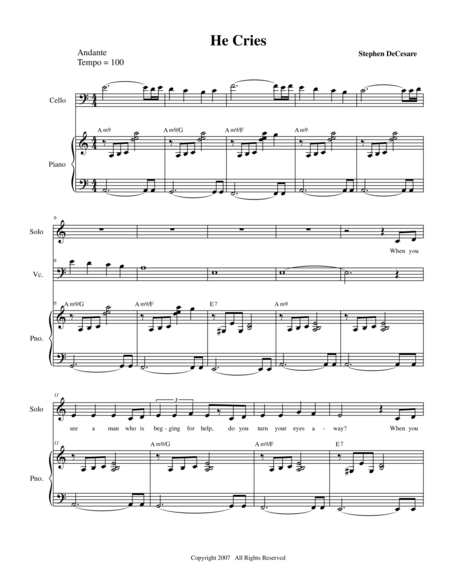 Free Sheet Music He Cries