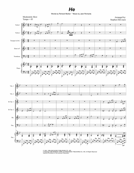 Free Sheet Music He For Brass Quartet