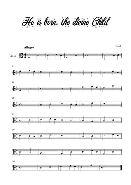 He Is Born The Divine Child For Viola Sheet Music