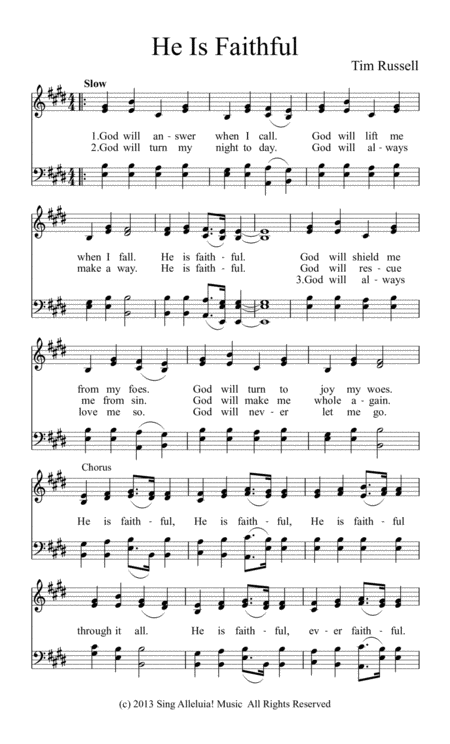 Free Sheet Music He Is Faithful