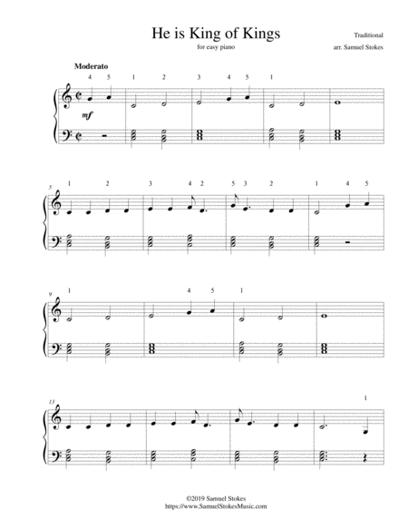 He Is King Of Kings For Easy Piano Sheet Music