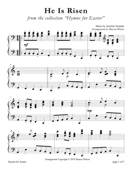 He Is Risen Large Print Piano Solo Sheet Music