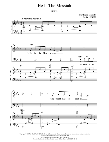 He Is The Messiah Unlimited Copy License Included In Price Sheet Music