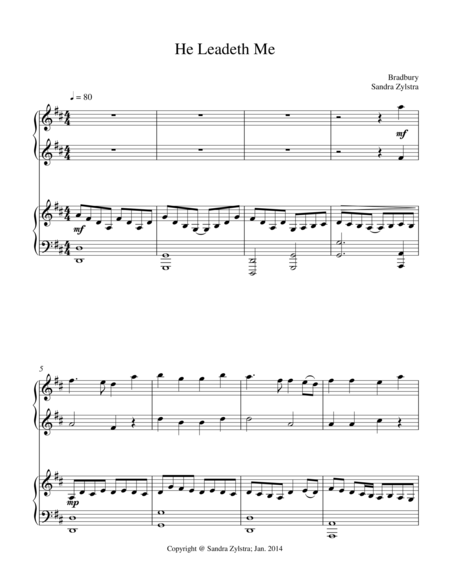 Free Sheet Music He Leadeth Me 1 Piano 4 Hand Duet