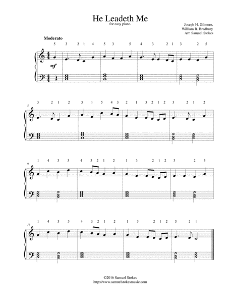 Free Sheet Music He Leadeth Me For Easy Piano