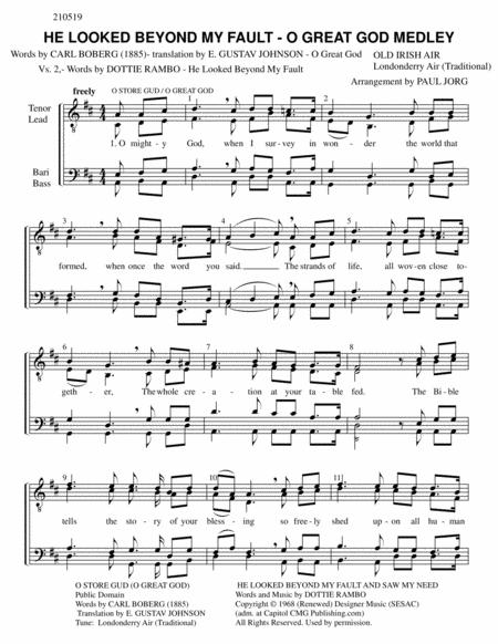 He Looked Beyond My Fault O Great God Medley Sheet Music