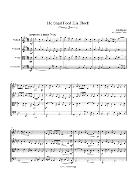 He Shall Feed His Flock String Quartet Sheet Music