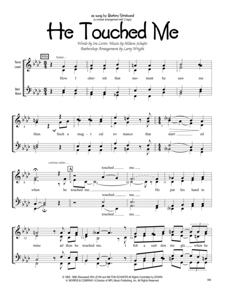 He Touched Me Women Sheet Music