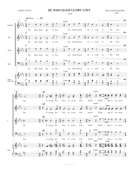 He Who Hath Glory Lost Sheet Music