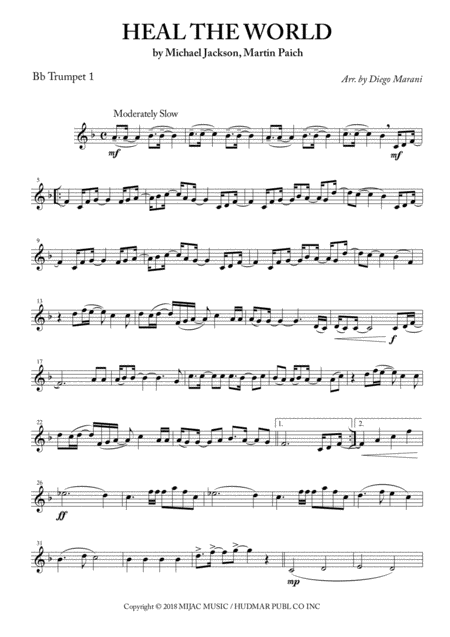 Heal The World For Brass Quartet Sheet Music