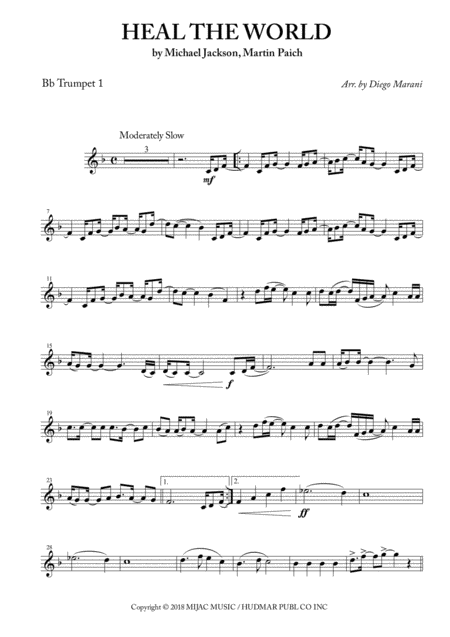 Heal The World For Brass Quintet Sheet Music