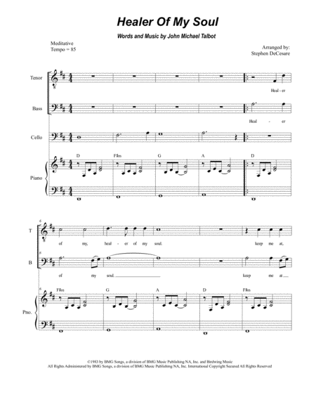 Healer Of My Soul For 2 Part Choir Tb Sheet Music