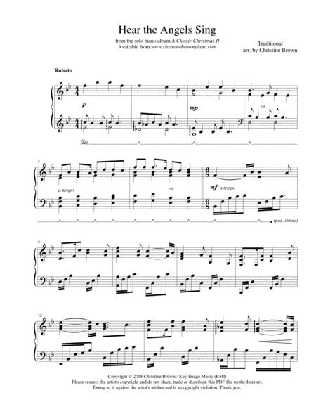 Hear The Angels Sing Medley 2018 Holiday Contest Entry Piano Solo Sheet Music